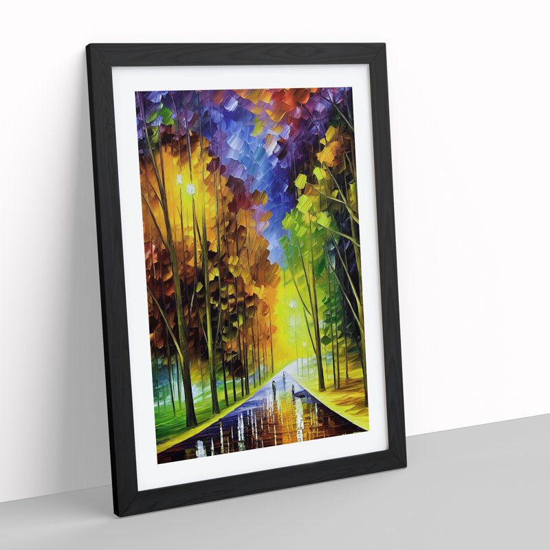Forest Woodland In Colour No.4 - Single Picture Frame Painting, 64cm H x 46cm W x 2cm D, Black