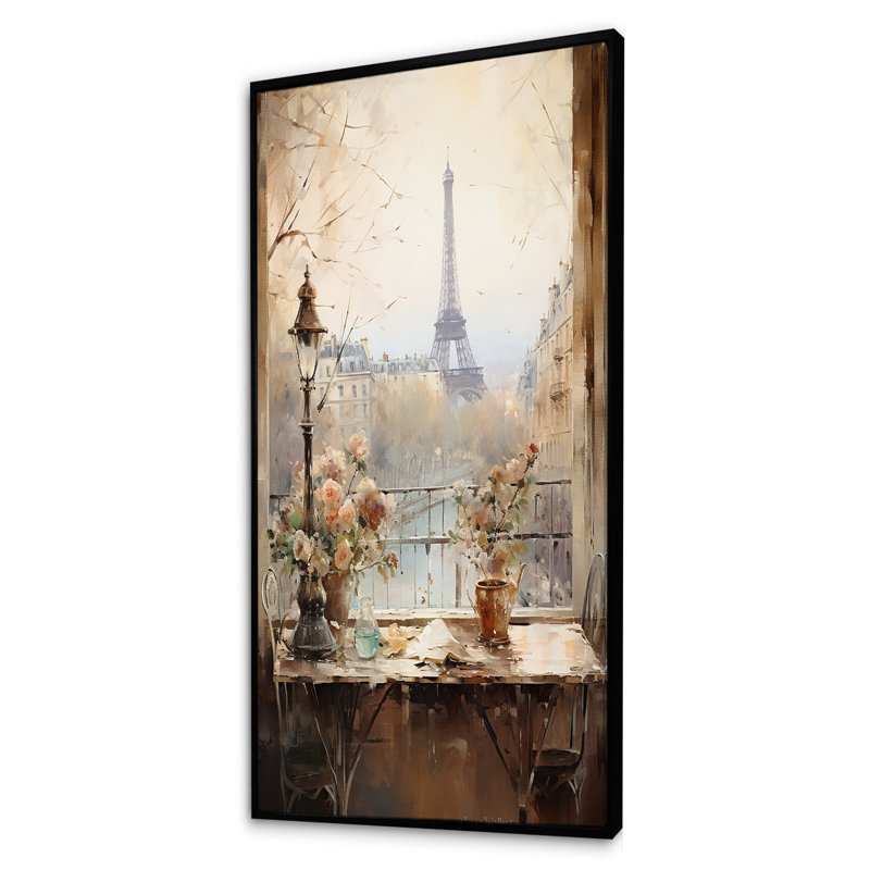 «Paris Spring Spring Elegance II - City Paris, art mural», Cadre flottant noir, H 60 po x l 28 po x P 1,5 po