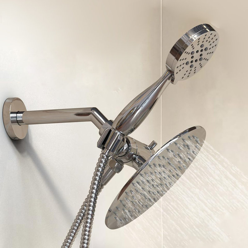 Dual Shower Head Combo, 8-Inch Rainfall & 3-Flow Handheld,2.5 GPM, Polished Chrome