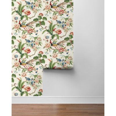 Rouleau de papier peint adhésif à motif floral L 18 pi x l 20,5 po Passerine Pavilion