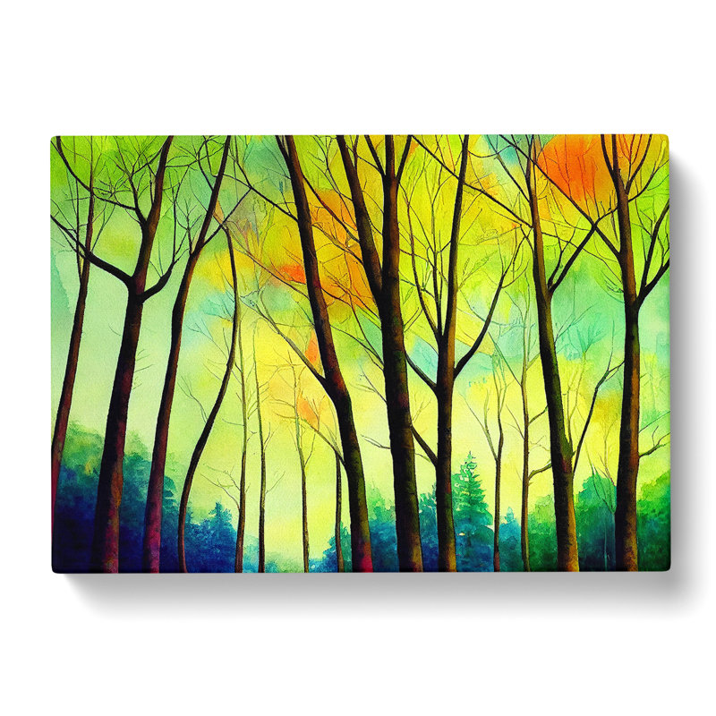Watercolour Spring Forest - Wrapped Canvas, 50cm H x 76cm W x 3cm D