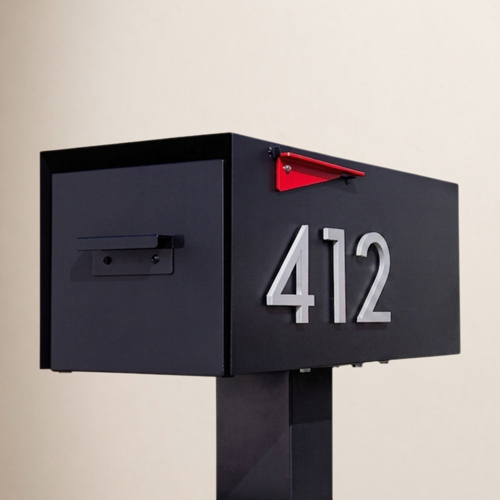 Post-Mounted Steel Mailbox, Gray/Black, Yes