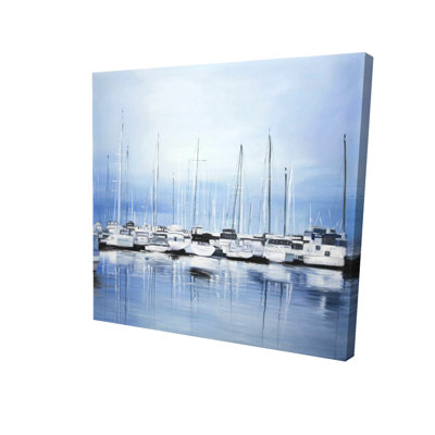 Coastal Bedroom Canvas - Boats at the Dock Home Decor Wall Art