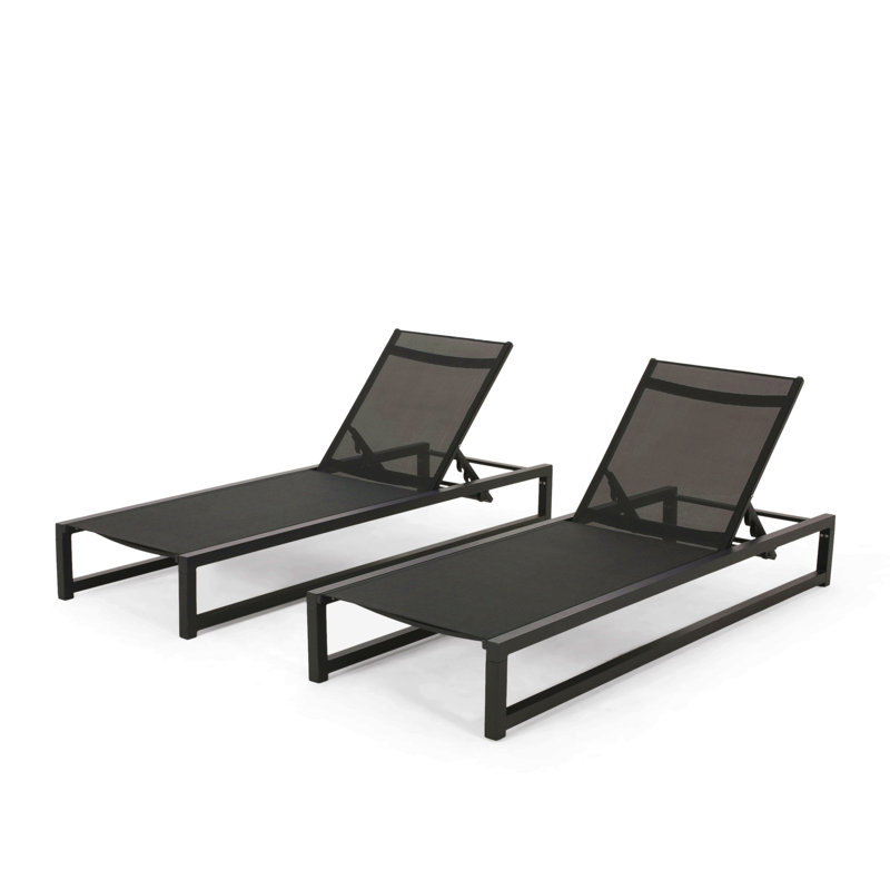 Ensemble de chaise longue réglable réglable, Black, 2