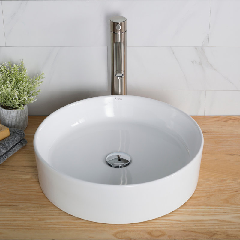 Thin ceramics Circular Vessel Bathroom Sink