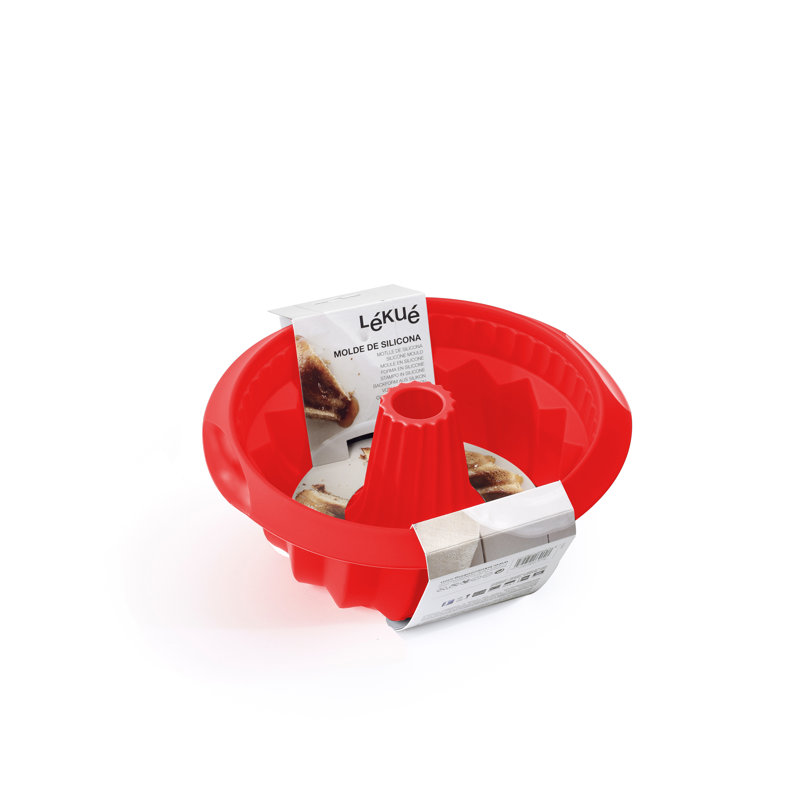 Moule à gâteau rond en silicone antiadhésif de 10,2 po Lékué, Rouge