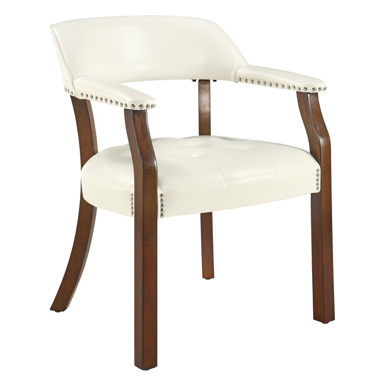 Tufted Solid Back Arm Chair, Espresso, Cream
