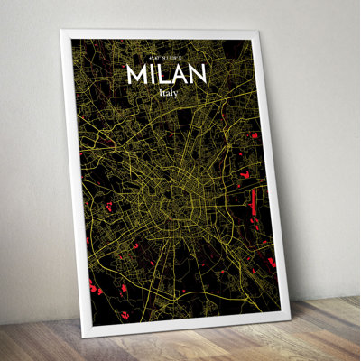 Milan City Map - No Frame Print