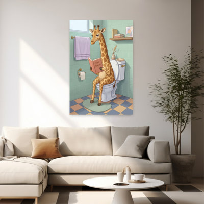 Girafe lisant les hautes pensées, art mural contemporain fantaisiste pacifique