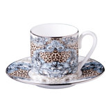Coffee Cup & Saucer PALAZZO PITTI Set of 2 in Luxury Box diam. 2.3in, H 2.5in, Cap. 4 oz, Saucer diam. 4.75in