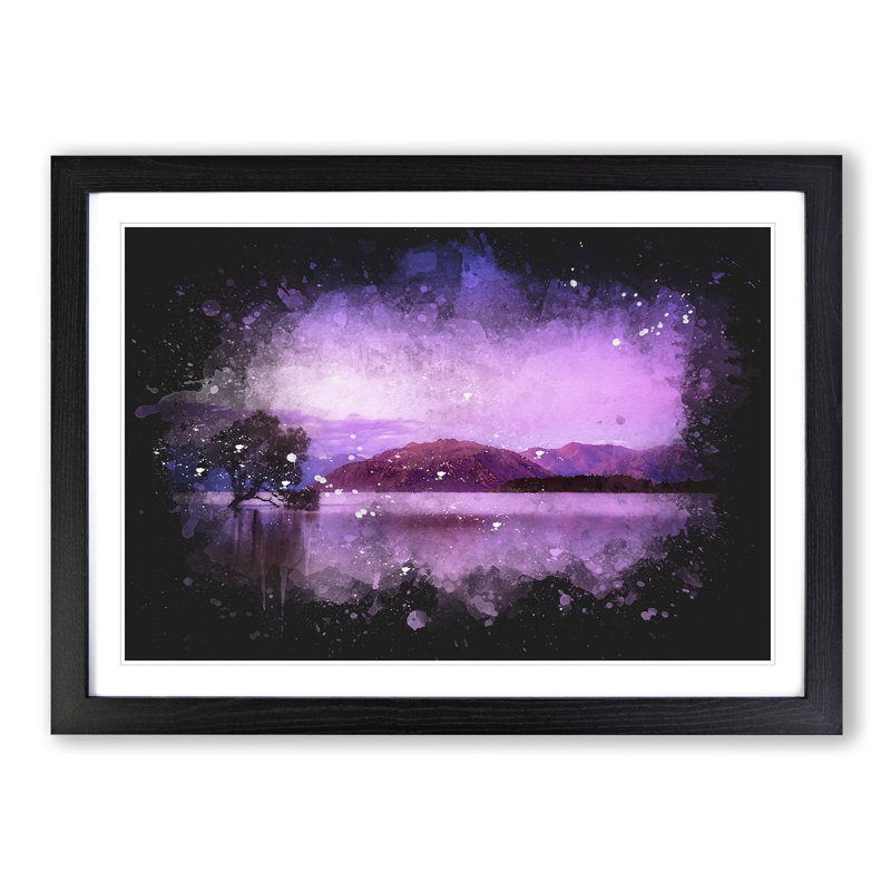 Lone Tree Under a Purple Sunrise - Picture Frame Graphic Art Print, Black Framed, 33cm H x 45cm W x 2cm D