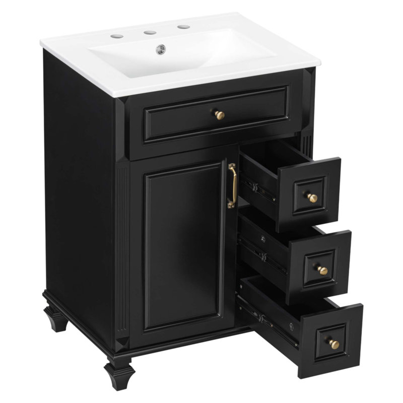Meuble-lavabo 24 po avec lavabo, Noir