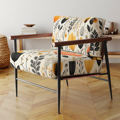 Chaise avec accoudoirs rembourrés en velours Beige