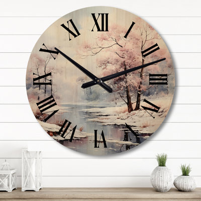Horloge murale paysage d'hiver en hiver Frosty Morning II