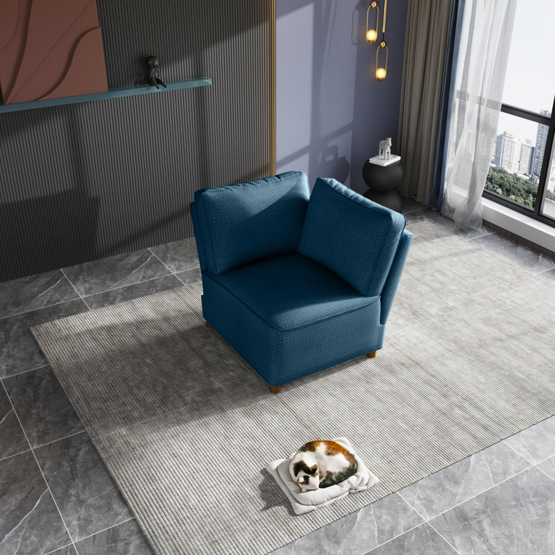 Bussell Upholstered Accent Chair, Space Blue Linen Blend