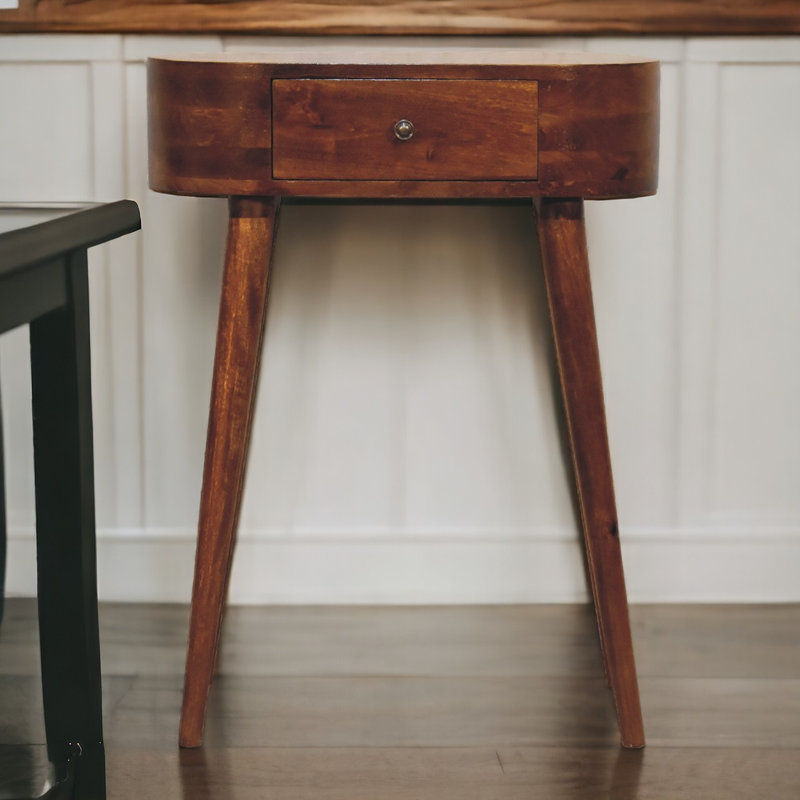 Evonnia 60cm W Solid Wood Bedside Table, Brown