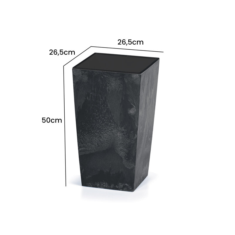 Baxman Planter, Anthracite, 50cm H x 26.5cm W x 26.5cm D