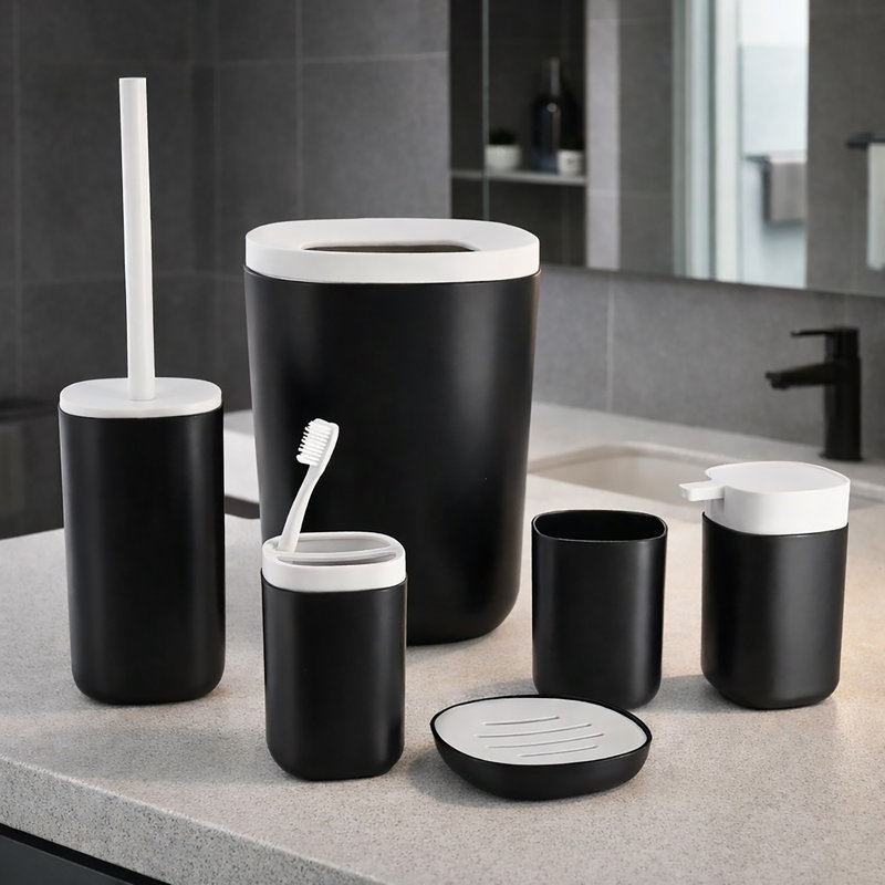 Ensemble d'accessoires de salle de bain 6 pièces Clint, Noir