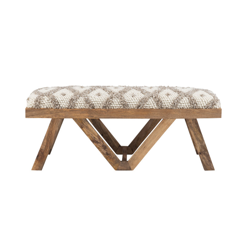 Banc rembourré en bois massif Loachapoka Felicity, Taupe