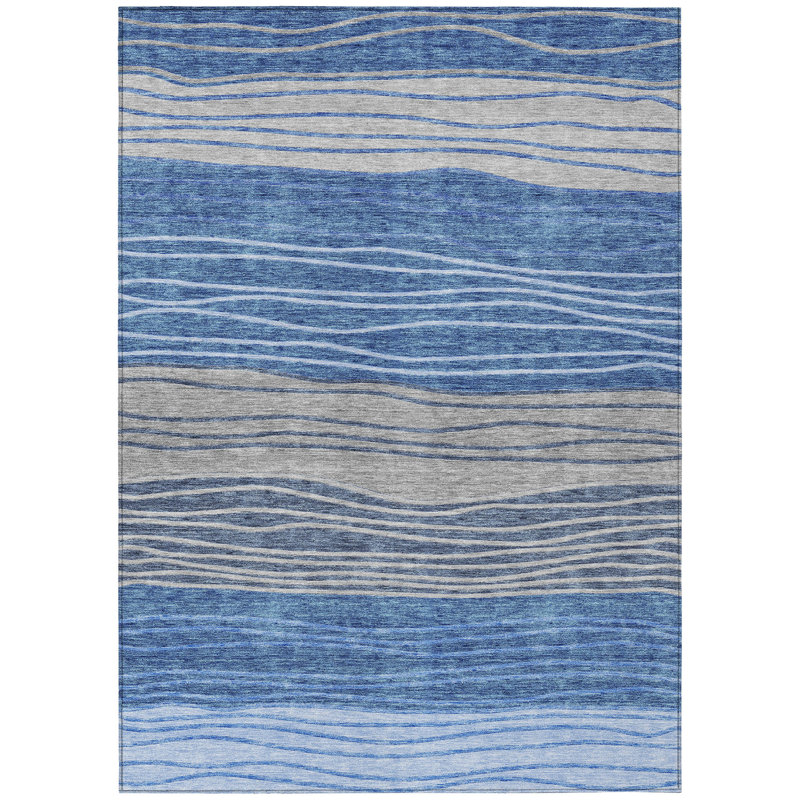 Washable Striped Indoor / Outdoor Rug, Rectangle 2'6" x 3'10"