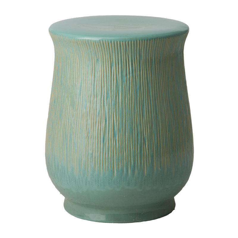 Maximo Ceramic Accent Stool, Teal