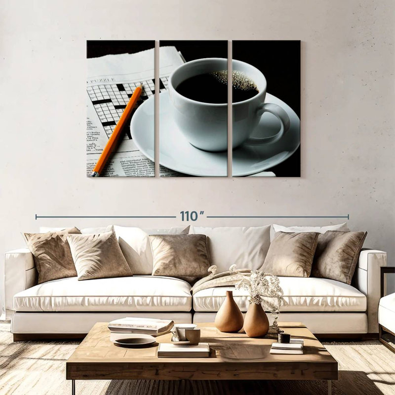 Yarlin, mots croisés et café, H 48 po x l 74 po