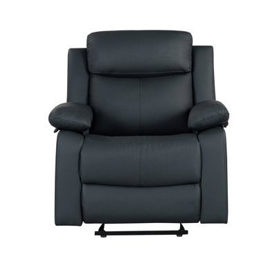 Fauteuil inclinable à bascule noir avec éclairage DEL, fonction d'inclinaison manuelle, accoudoirs rembourrés, assise semi-ferme, style contemporain, revêtement principal en tissu, rembourrage en bois, profondeur 90,8 cm, largeur 101,9 cm, hauteur 97,5 cm