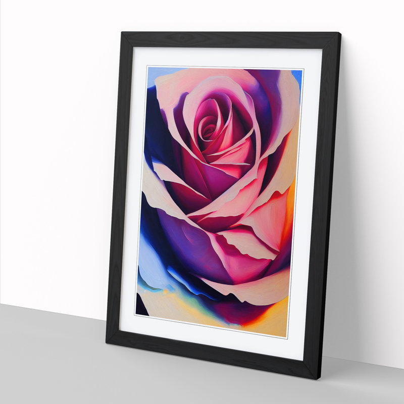 Rose Flower Painting Vol.3 - Single Picture Frame Print, Black, 64cm H x 46cm W x 2cm D