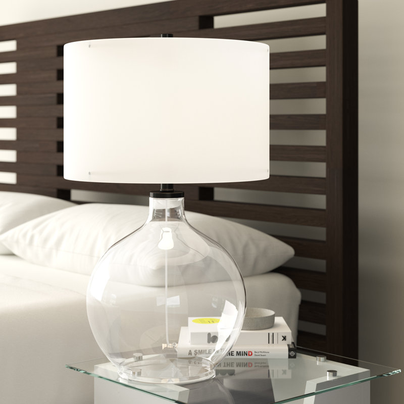 Charvette Glass Table Lamp, Clear/Black
