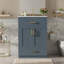 Meuble-lavabo bleu 24 po avec lavabo intégré en céramique, 2 portes et tiroir coulissant pour les petites et moyennes salles de bain