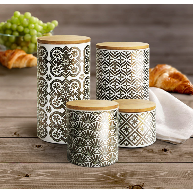 4 Piece Kitchen Canister Set Rebrilliant Color: Rose Gold