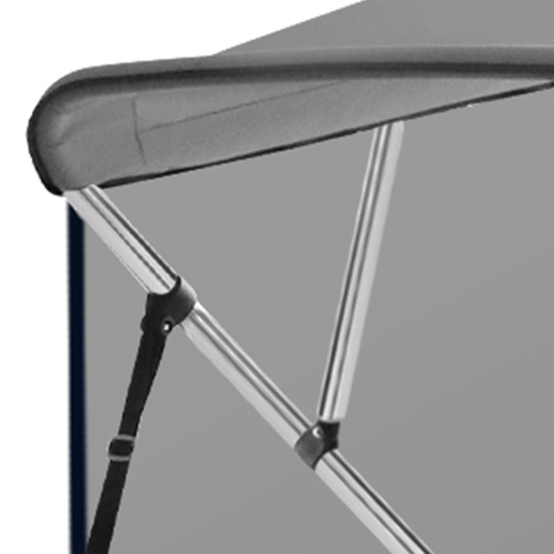 Bimini Enjyam 4 arceaux pour bateaux - Toile marine enduite de PU, rideaux latéraux zippés, armature en aluminium de 2,5 cm, 2 barres de support arrière, 2 sangles d'arrimage, housse de rangement - Gris pâle, 2,44 m (L) x 1,37 m (H) x 170-183 cm (l)