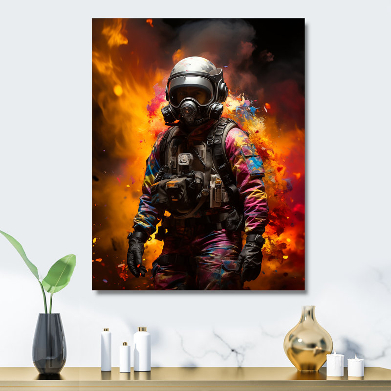 Soldat Street Art Rebellion - art mural Pop Art en métal, H 32 po x l 16 po x P 1 po