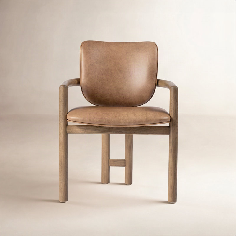 Madeira Upholstered Arm Chair, Brown, Brown