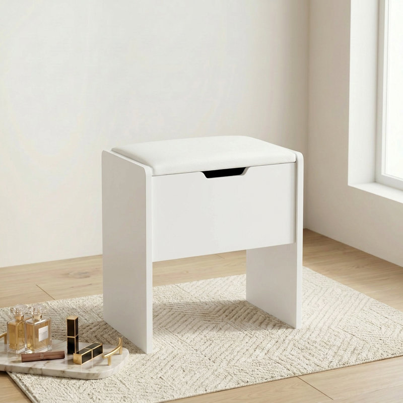 2-In-1 Vanity Stool With Hidden Storage, Modern Upholstered Seat Storage Bench For Bedroom, Makeup Room – Available In 2 Colors