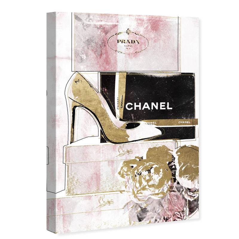 " Luxury Stacked Shoes Rose ", 24" H x 16" W, Wrapped Canvas