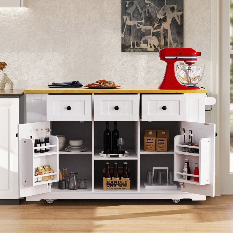 Allycia 53'' Kitchen Island With Drop Leaf, White