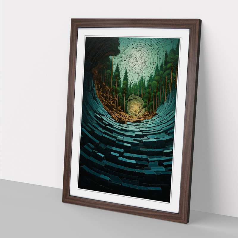 Forest Hard Edge Painting - Framed Print, 34cm H x 25cm W, Walnut Framed