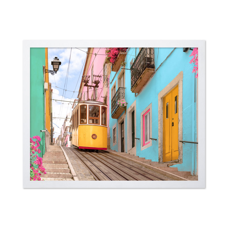 Lisbon Pastel Street, Poster, White Framed, 08"H x 10"W