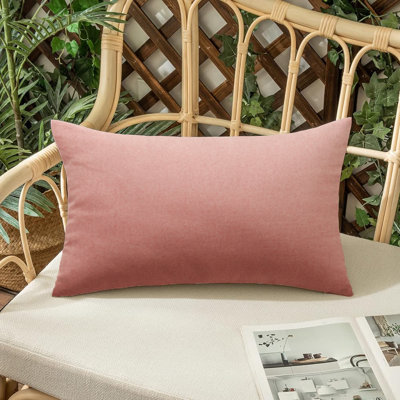 Set of 2 solid color Indoor/Outdoor Throw Pillows Lumbar support FULL set with inserts 12"x20"
