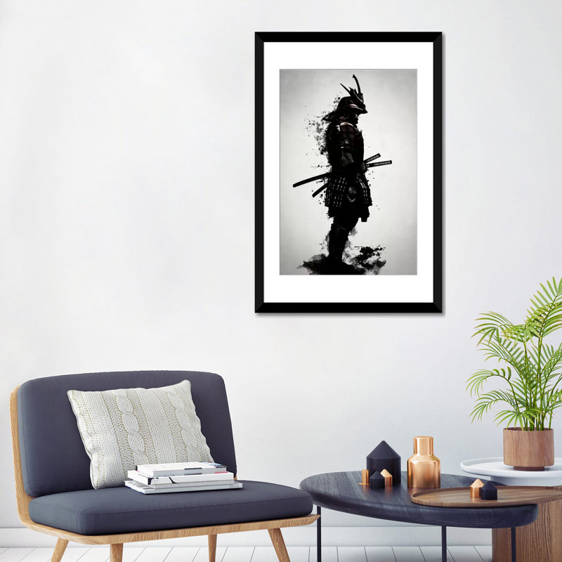 «Armoured Samurai», impression sur toile, Papier d'art encadré noir, Blanc, H 24 po x l 16 po x P 1 po