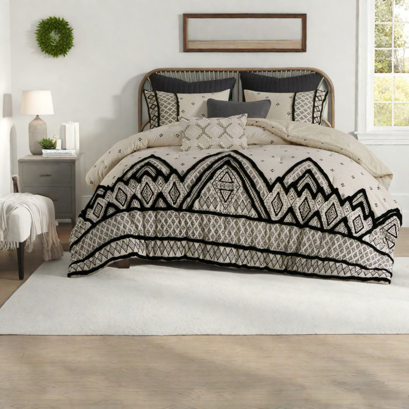 Ensemble de literie moderne en lin et coton pour grand lit