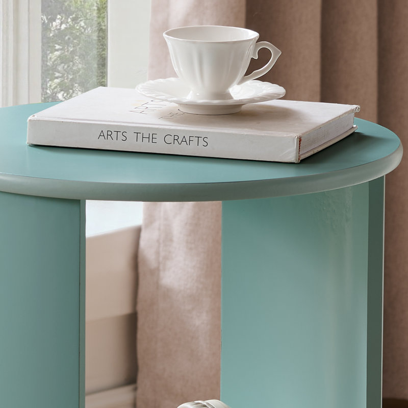 Round Side Table with Storage, 3-Tier Small Accent End Table for Living Room, Bedroom, Bedside, Office, Space-Saving Nightstand - Glacier