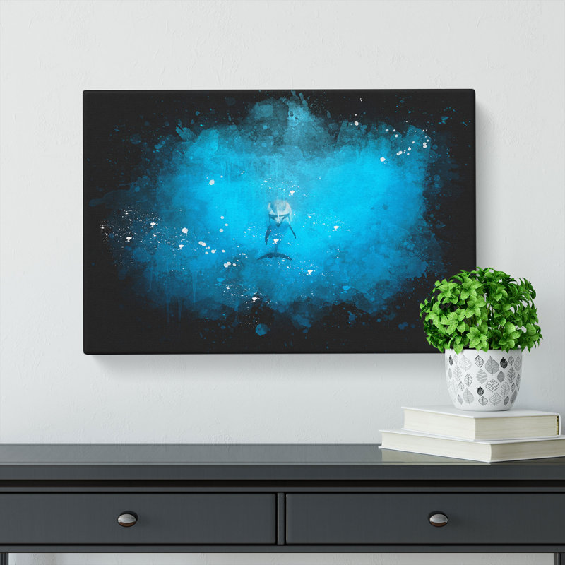 Lone Dolphin - Wrapped Canvas, 60cm H x 91cm W x 4cm D