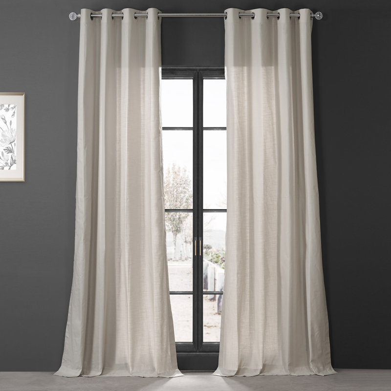 Rivoli Grommet Semi Sheer Curtains for Bedroom, Cotton Dune Textured Window Curtain Panel Pair, 50" W x 96" L, Supreme Cream