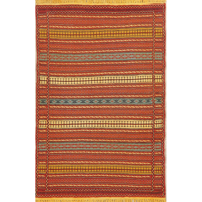 Tapis unique en laine noué à la main nouvel âge 3 pi 2 po x 5 pi orange Nizam