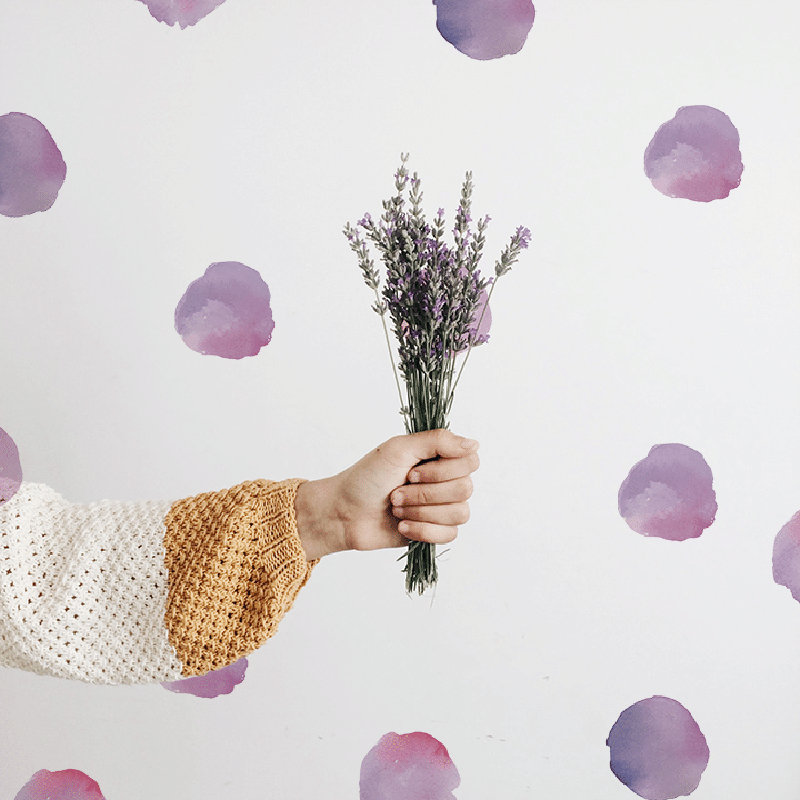 Adhésif décoratif pois aquarelle, Lilas/mauve