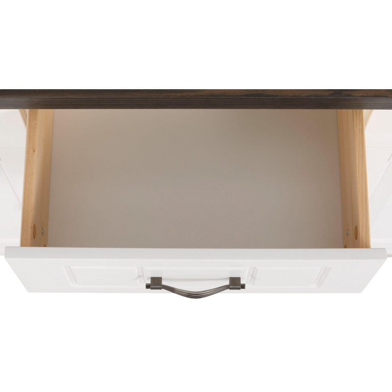 148cm Solid Wood Sideboard, White/Grey