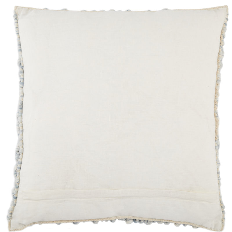 Turtledove and Stone Blue Embroidered Wool Blend Throw Pillow
