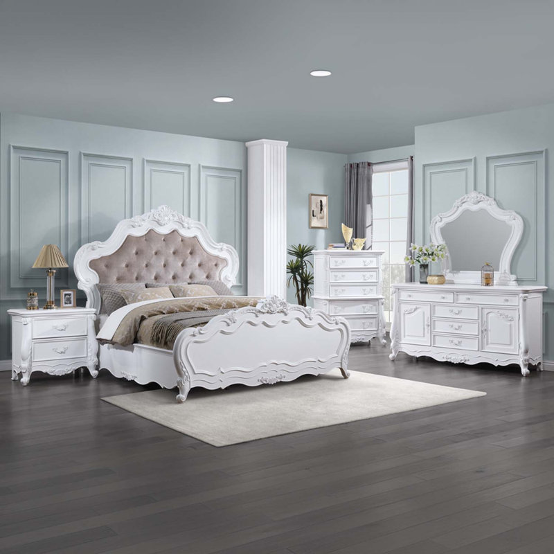 Grand lit Latisha, finition blanche, Grand